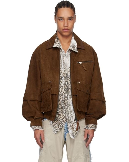 ANDERSSON BELL Brown Mikoos Suede Bomber Jacket for men