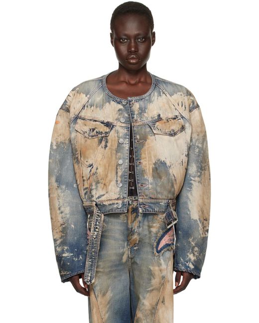 Acne ブルー クロップド デニムジャケット Multicolor