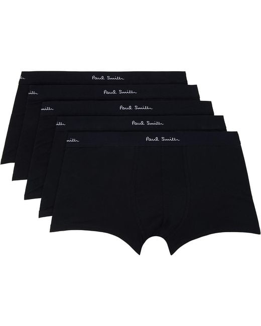 Paul Smith Black Five-pack Organic Cotton Boxer Briefs for men