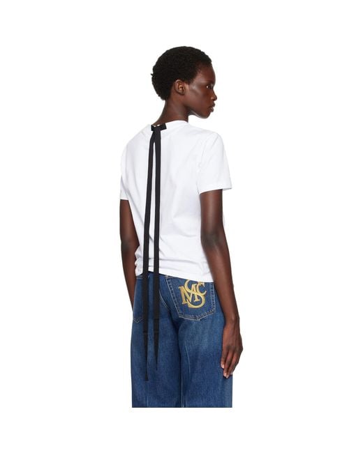 Lanvin White Cotton Ribbon Detail T-Shirt