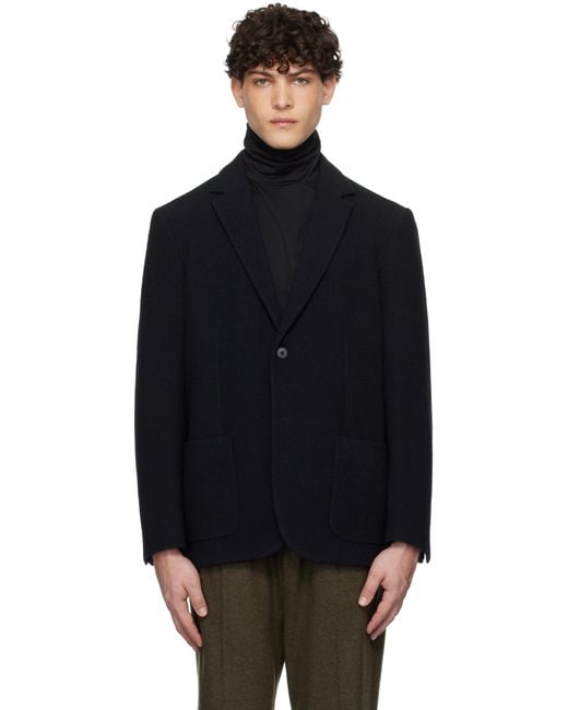 Sunspel Black Heavy Wool Blazer for men