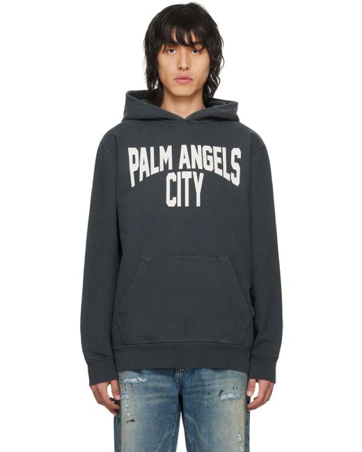 Pull à capuche 'city' gris à effet délavé Palm Angels pour homme en coloris Black