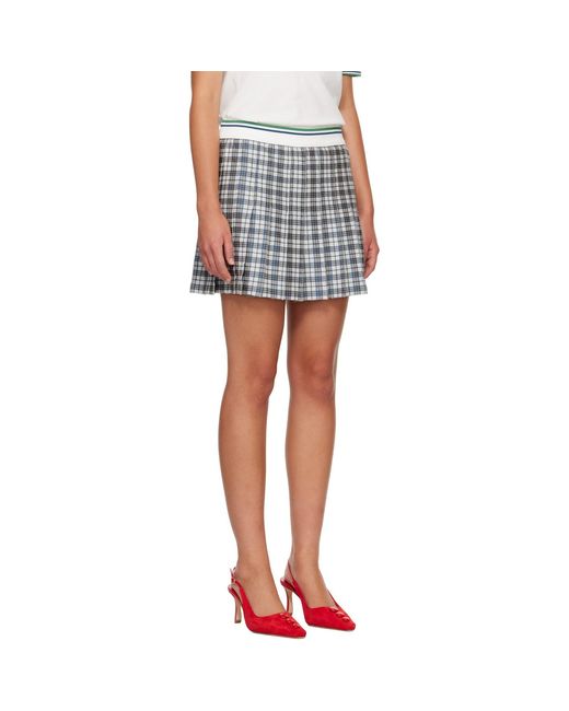 Burberry Blue Pleated Check Tennis Miniskirt