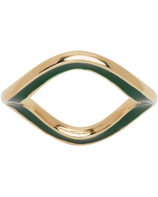 Bottega Veneta Green Gold Curve Ring for men