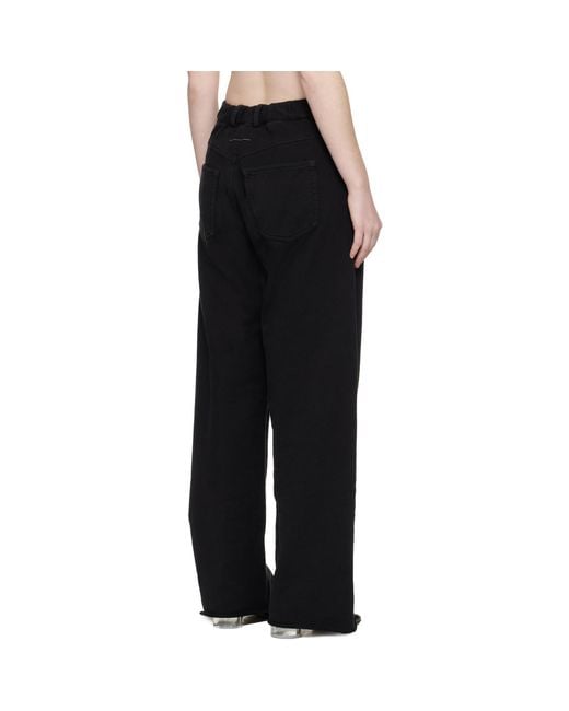 MM6 by Maison Margiela Black Wide-Leg Cotton Trousers