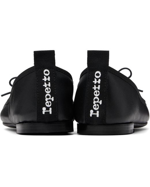 Repetto Black Garance Square-Toe Rubber-Sole Ballerina Flats