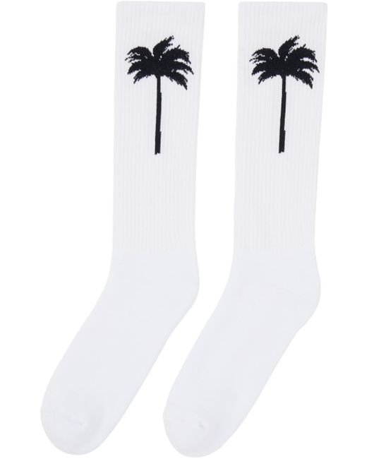 Chaussettes blanches à image à logo Palm Angels pour homme en coloris White