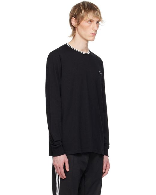 Fred Perry Black Twin Tipped Long Sleeve T-Shirt for men
