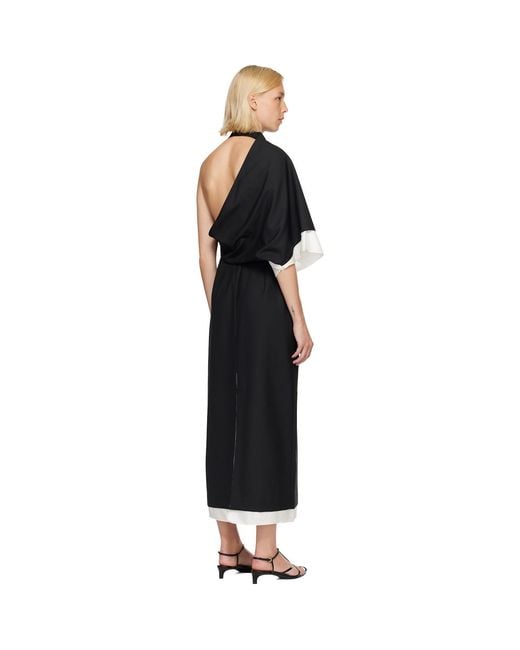 Rohe Black Draped Open Back Midi Dress