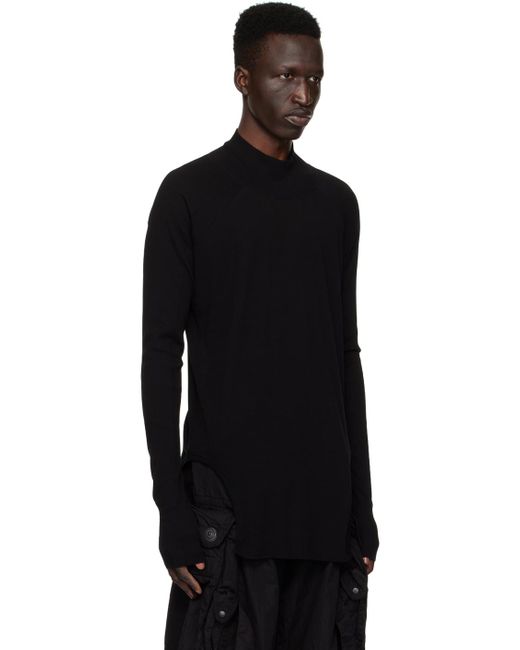 Julius Black Wide Neck Long Sleeve T-shirt for men