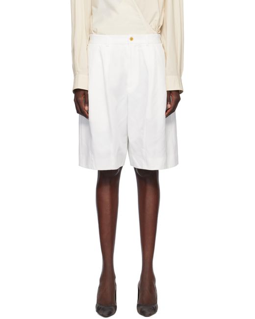 COMME DES GARÇON BLACK ホワイト ポリエステル ツイル ショートパンツ White