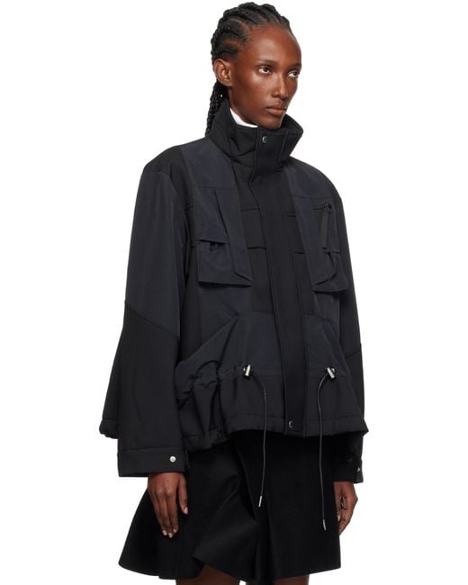 Sacai Black Suiting Bonding X Grosgrain Jacket
