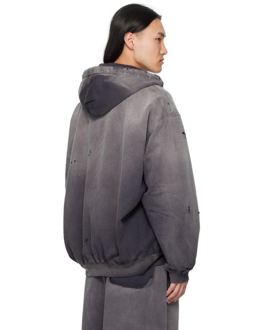 Maison Mihara Yasuhiro Gray Sun Faded Half Zip-Up Hoodie for men