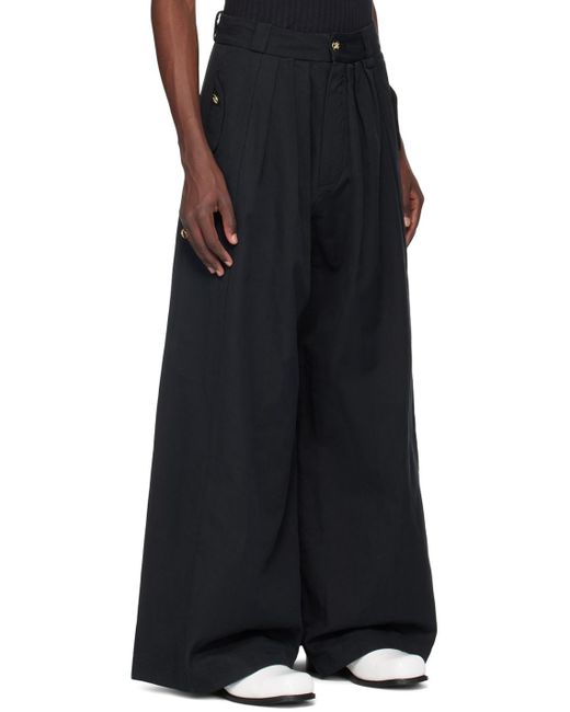 Willy Chavarria Black Wide-Leg Trousers for men