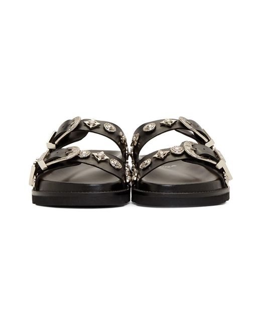 Toga Black Double Buckle Charms Sandals | Lyst