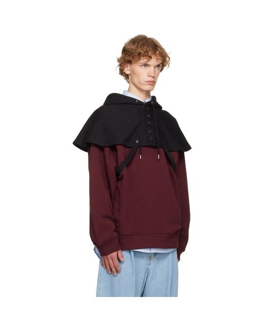 Dries Van Noten Red Cape Hoodie for men