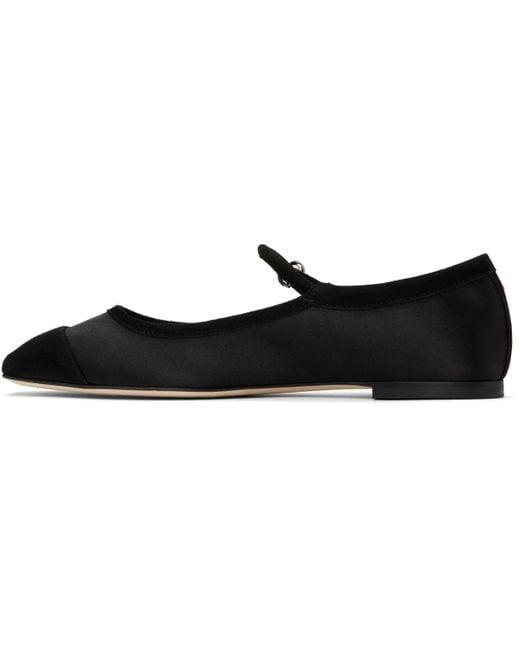 Aeyde Black Uma Satin Toe-Cap Ballerina Flats