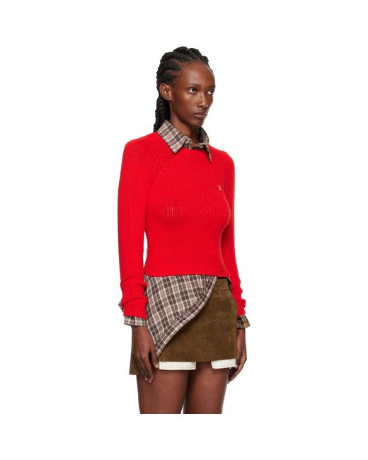Acne Red Cropped Crewneck Sweater