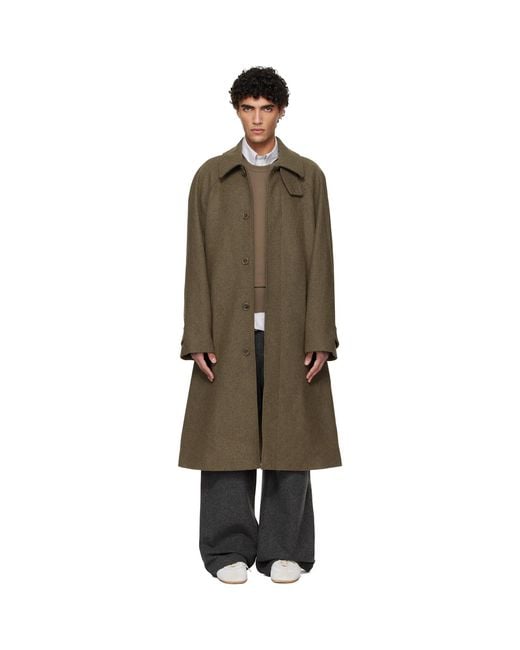 A.P.C. Black Khaki Raglan Sleeve Coat for men