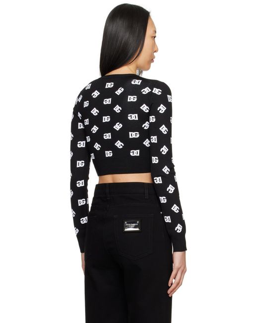 Pull noir à logos en tricot jacquard Dolce & Gabbana en coloris Black