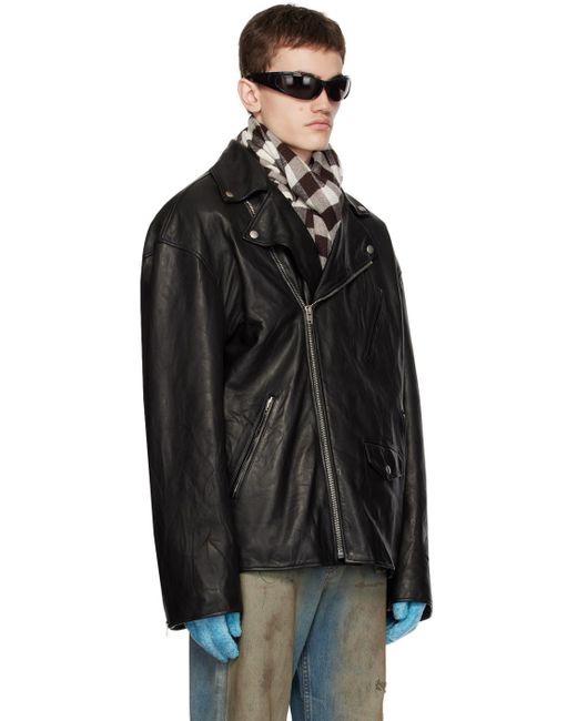 Acne Black Zip Leather Jacket for men