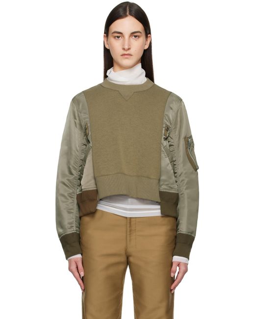 Sacai Green Khaki Sponge Sweat Sweatshirt