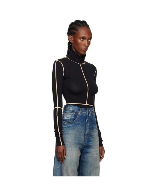 MM6 by Maison Margiela Black Long-Sleeve Bodysuit