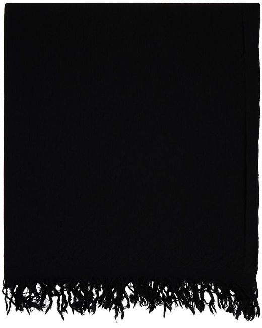 Rick Owens Black Knit Blanket Scarf for men