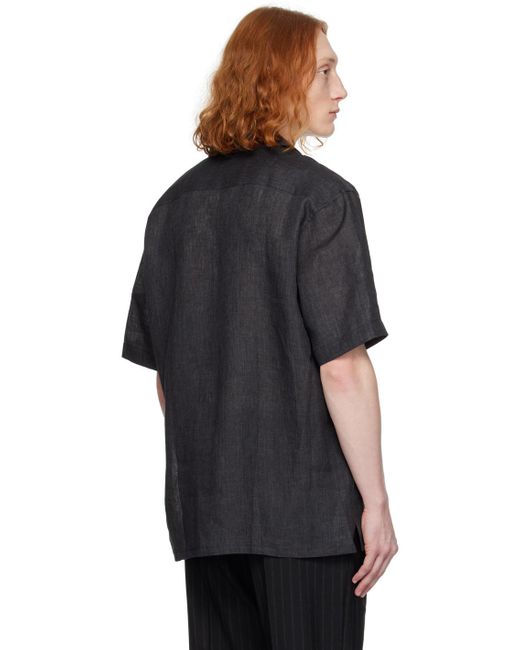 Chemise grise à ourlet allongé à l'arrière Brioni pour homme en coloris Black