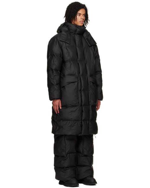 Rains Black Harbin Puffer Coat for men