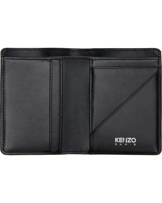 KENZO Black Paris Tulip' Bifold Wallet for men