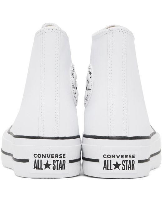 Converse Black White Chuck Taylor All Star Lift Leather Sneakers for men