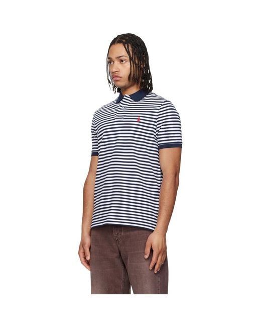 Polo Ralph Lauren Blue Classic Fit Striped Mesh Polo for men