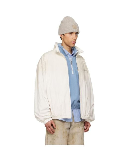 Acne White Off- Logo Zipper Jacket for men