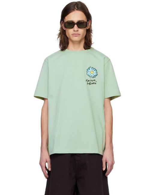 Maison Kitsuné Green Floating Flower T-shirt for men