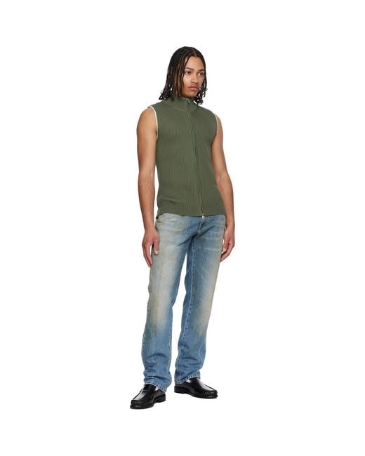 MM6 by Maison Margiela Green Khaki Zip Vest for men