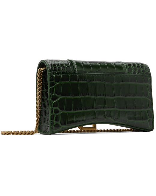 Balenciaga Green Croc Hourglass Bag