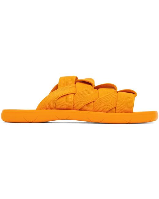 Bottega Veneta Black Orange Intrecciato Slides for men
