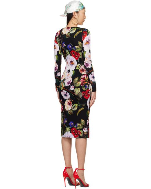 Dolce & Gabbana Dolce&gabbana Black Floral Midi Dress