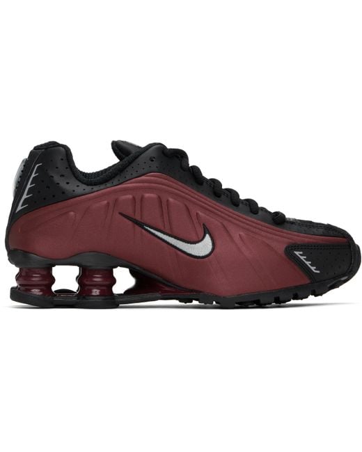 Nike Burgundy & Shox R4 Sneakers in Black | Lyst