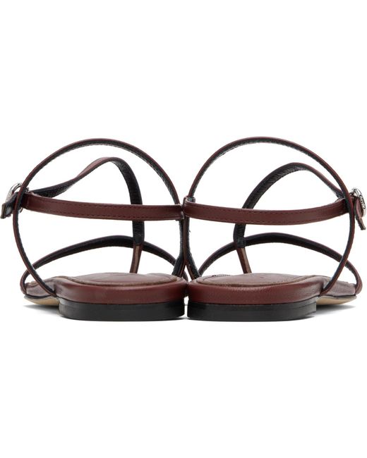 Aeyde Black Burgundy Ella Square-Toe Sandals
