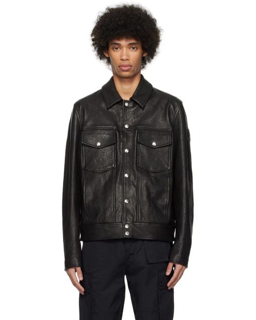 Belstaff Black Piston Leather Jacket for men
