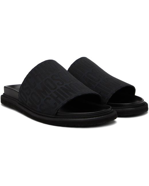 Sandales à enfiler noires à logos Moschino pour homme en coloris Black