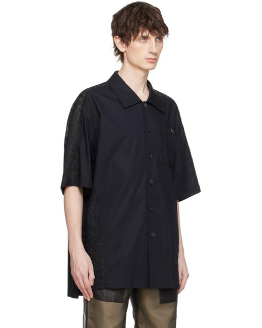 Feng Chen Wang Black Lace Overlay Shirt for men