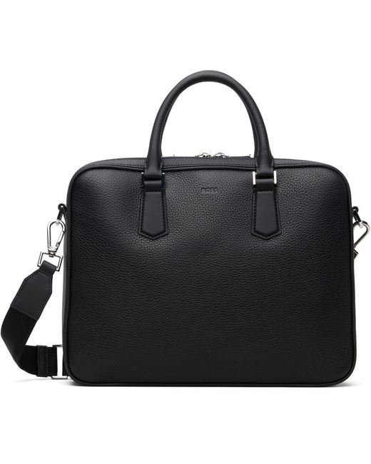 Boss Black Leather Emed-Logo Document Briefcase for men