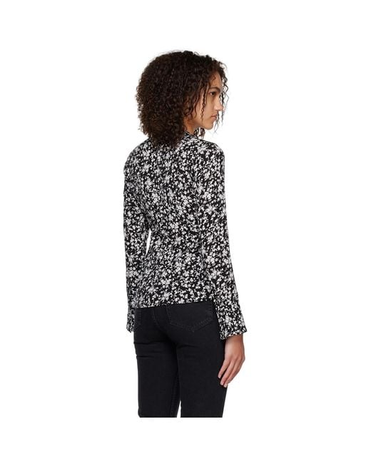 Ganni Black & White Floral Blouse