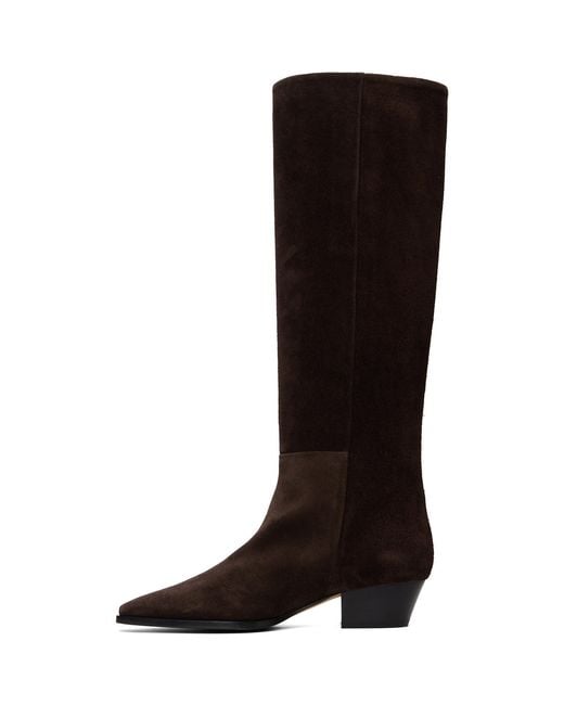 Aeyde Black Medea Suede Knee-High Boots