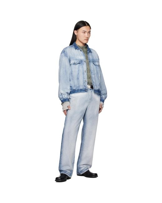 DIESEL Blue Medium-Light Skeleton Denim Trucker Jacket for men