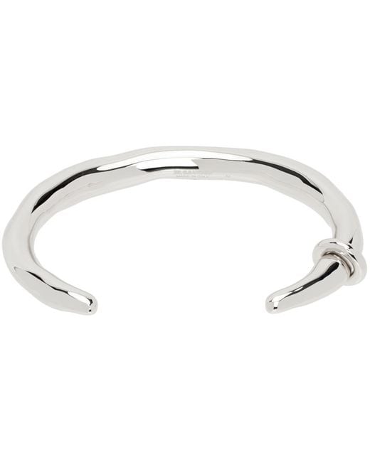 Jil Sander Black Silver Cuff Bracelet for men