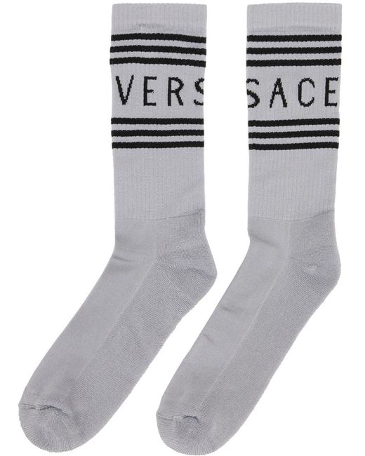 Versace Multicolor Silver Vintage Logo Socks for men